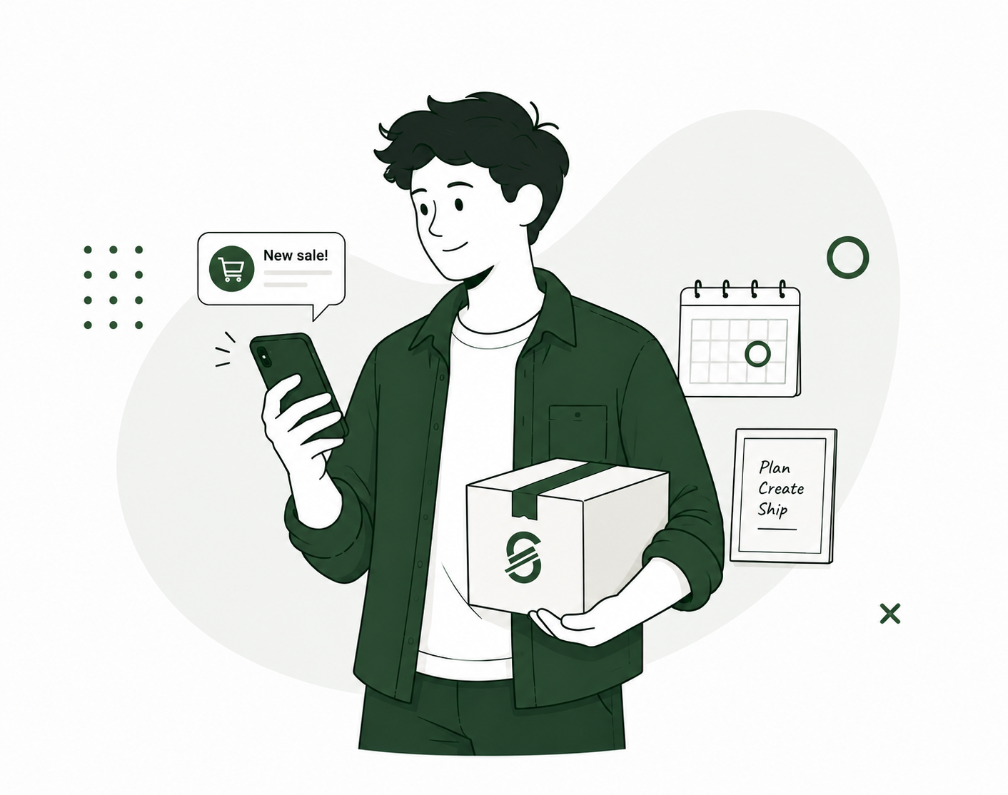 Side hustler managing work and sales